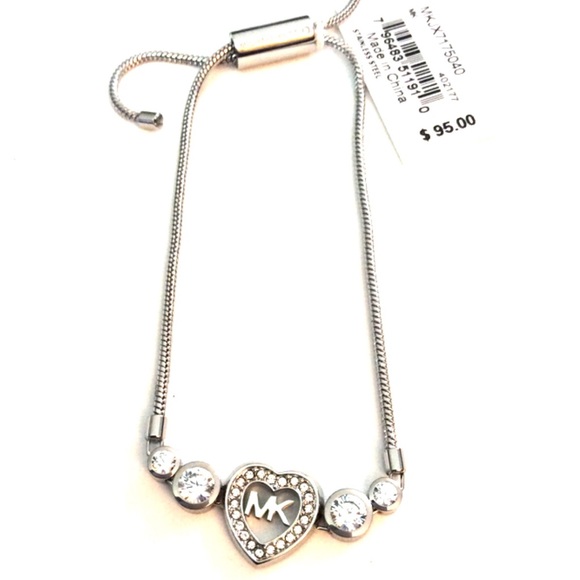 Authentic Michael Kors Silver Pave Heart Bracelet - Picture 2 of 6